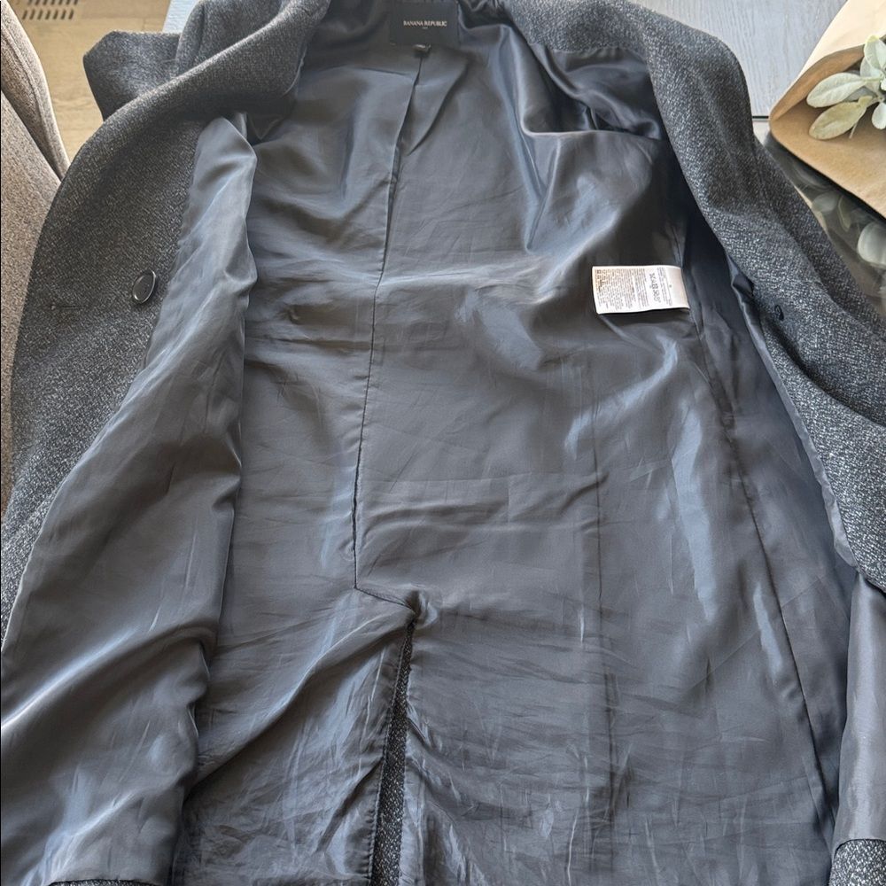 Banana Republic Charcoal Trench Coat Wool Blend Winter Classic Warm Size Reg M - Picture 10 of 14